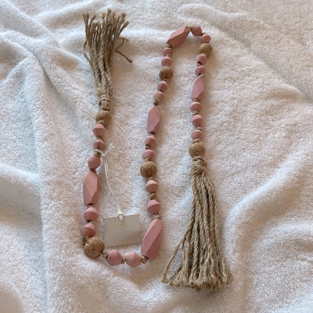 Wood bead garland with tassels